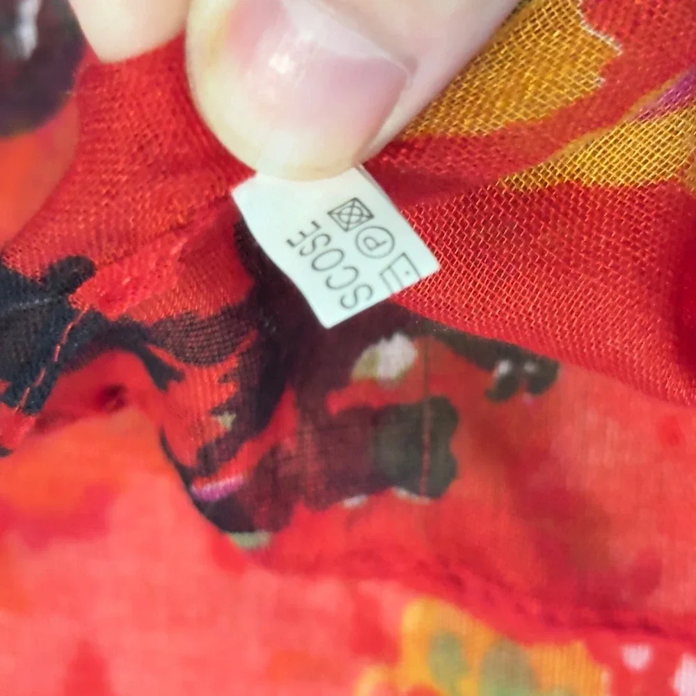 Unbranded Red Floral Viscose Lightweight Rectangular Scarf Boho Accessory